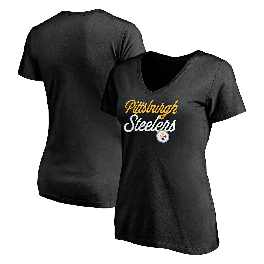 Pittsburgh Steelers Women's Long Stride V-Neck T-Shirt | NFL US