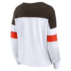 Cleveland Browns Women's Plus Size Even Match Lace-Up Long Sleeve V-Neck Top | NFL Online