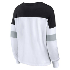 Las Vegas Raiders Women's Plus Size Even Match Lace-Up Long Sleeve V-Neck Top | NFL Hot