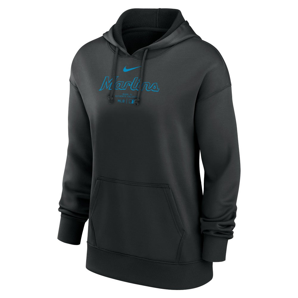 Miami Marlins Nike Women's Authentic Collection Performance Pullover Hoodie - MLB Hoodies