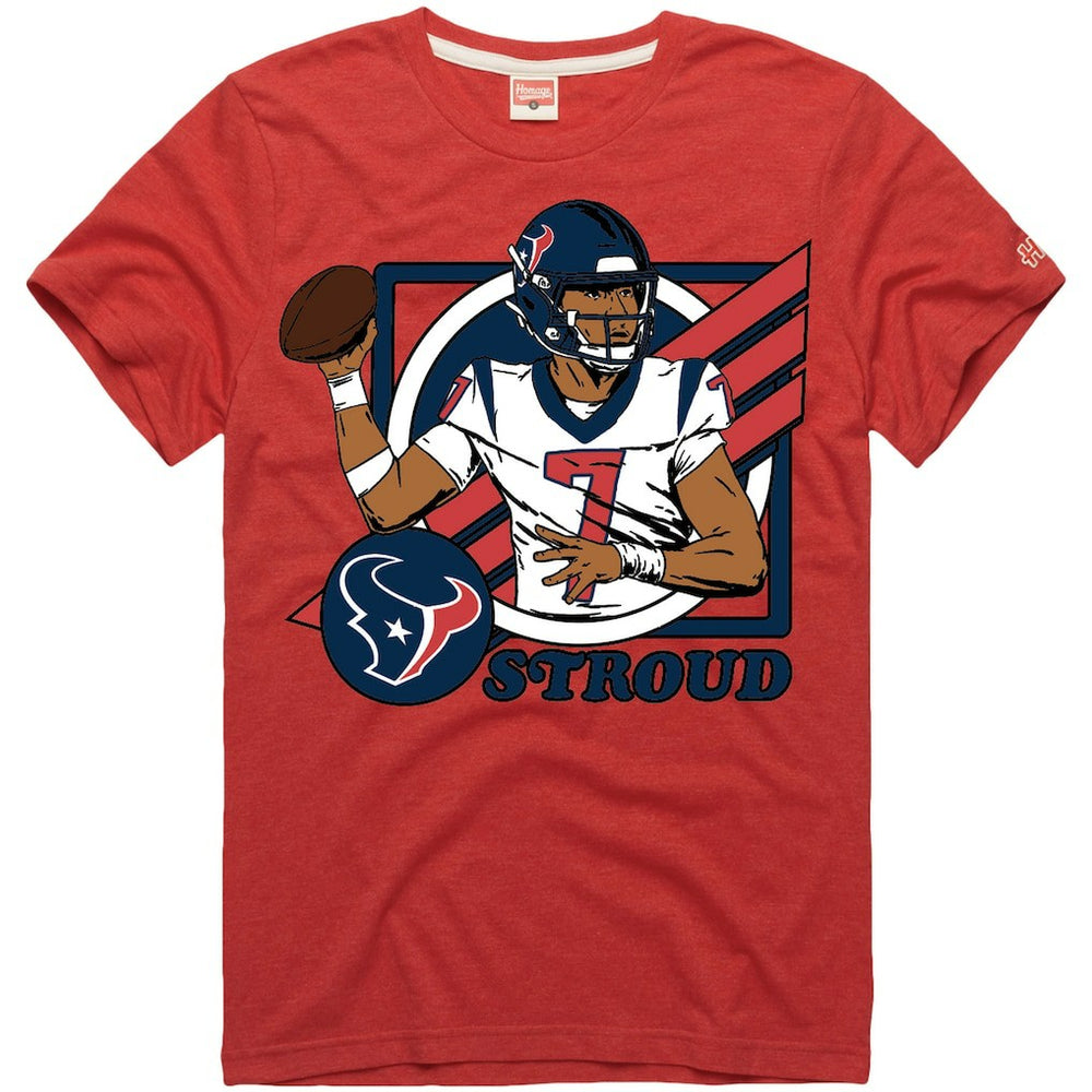 Houston Texans C.J. Stroud  Homage Unisex Caricature Player Tri-Blend T-Shirt | NFL Hot