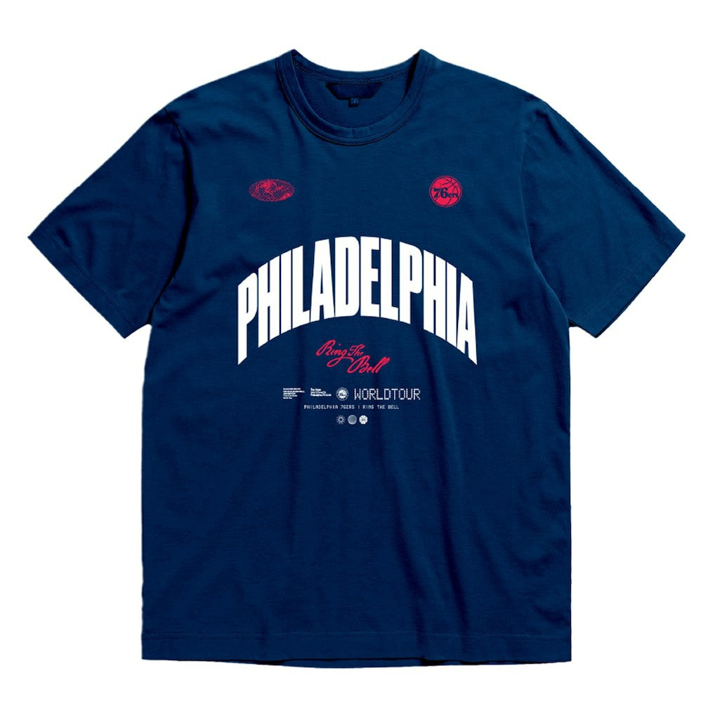 Navy Philadelphia 76ers Bleacher Report x  Unisex World Tour T-Shirt | NBA