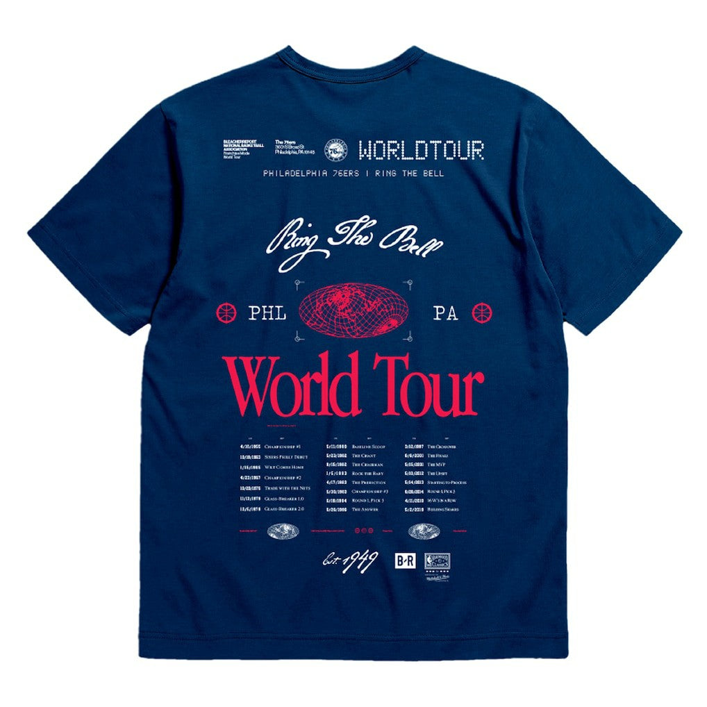 Navy Philadelphia 76ers Bleacher Report x  Unisex World Tour T-Shirt | NBA