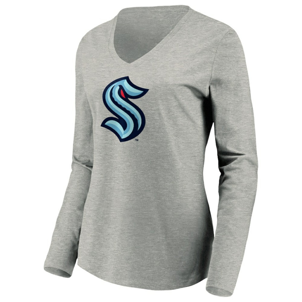 Seattle Kraken Women's Primary Logo V-Neck Long Sleeve T-Shirt -  NHL T-shirts