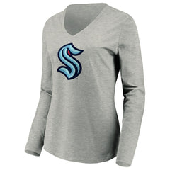 Seattle Kraken Women's Primary Logo V-Neck Long Sleeve T-Shirt -  NHL T-shirts