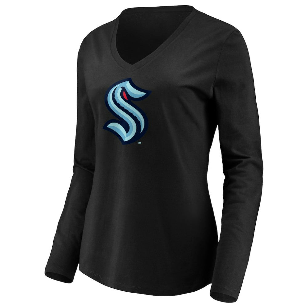 Seattle Kraken Women's Primary Logo V-Neck Long Sleeve T-Shirt -  NHL T-shirts