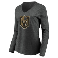 Vegas Golden Knights Women's Primary Logo V-Neck Long Sleeve T-Shirt -  NHL T-shirts