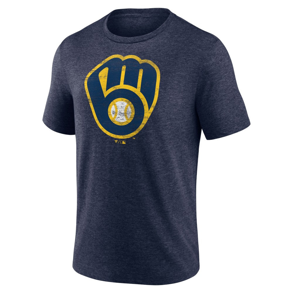 Milwaukee Brewers Official Logo Tri-Blend T-Shirt - MLB T-shirts
