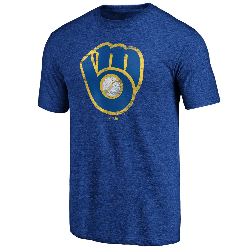 Milwaukee Brewers Official Logo Tri-Blend T-Shirt - MLB T-shirts