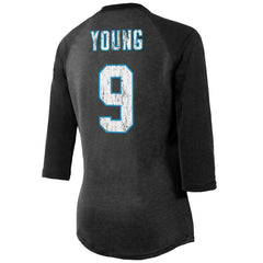 Carolina Panthers Bryce Young  Majestic Threads Women's Player Name & Number Tri-Blend 3/4-Sleeve Fitted T-Shirt | NFL Hot