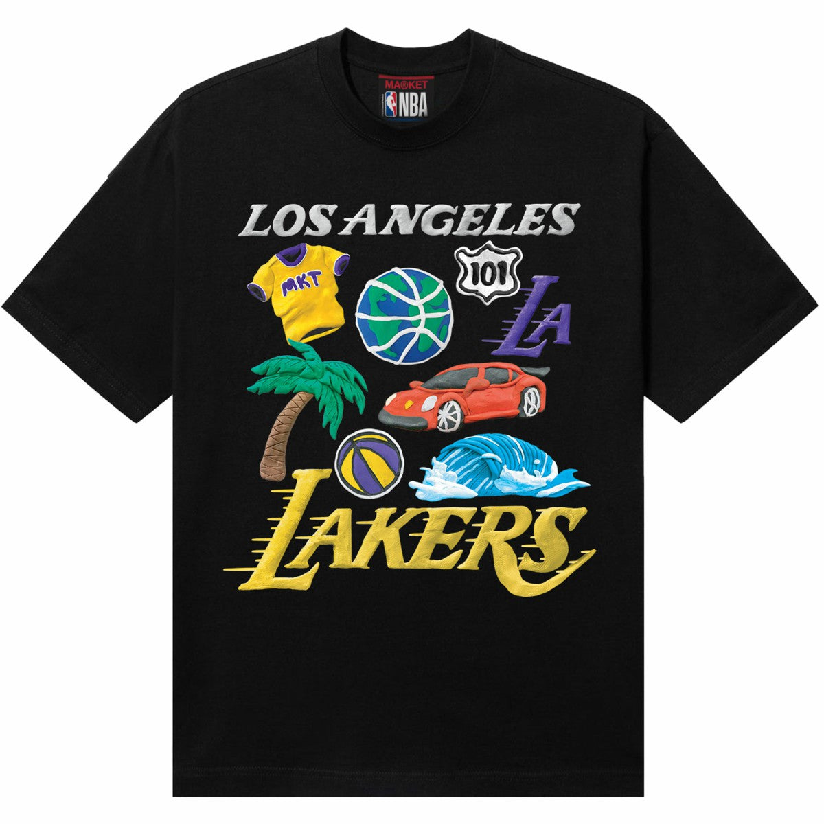 Black Los Angeles Lakers NBA x MARKET Unisex Claymation T-Shirt | NBA