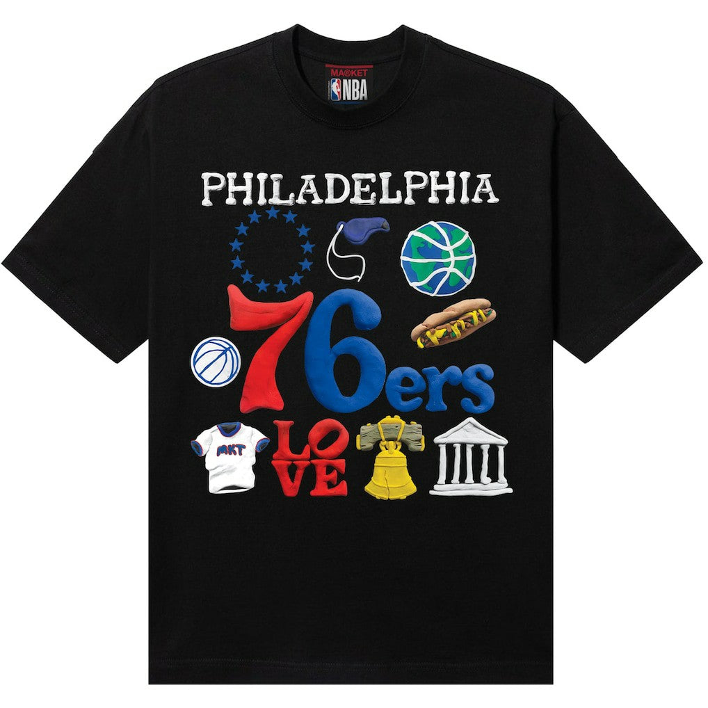 Black Philadelphia 76ers NBA x MARKET Unisex Claymation T-Shirt | NBA