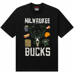 Black Milwaukee Bucks NBA x MARKET Unisex Claymation T-Shirt | NBA