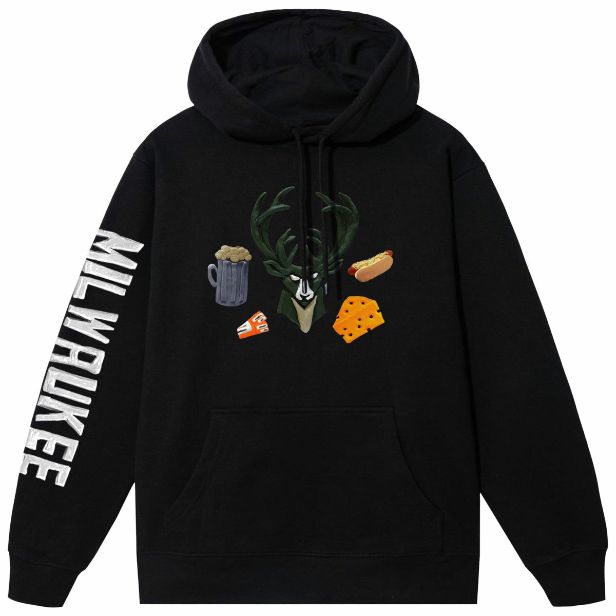 Black Milwaukee Bucks NBA x MARKET Unisex Claymation Pullover Hoodie | NBA