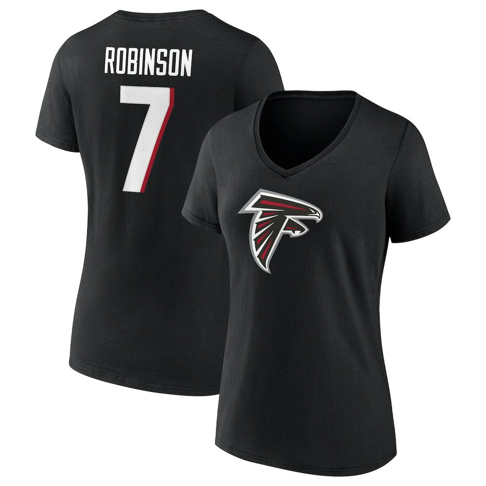 Atlanta Falcons Bijan Robinson  Women's Icon Name & Number V-Neck T-Shirt | NFL Near me