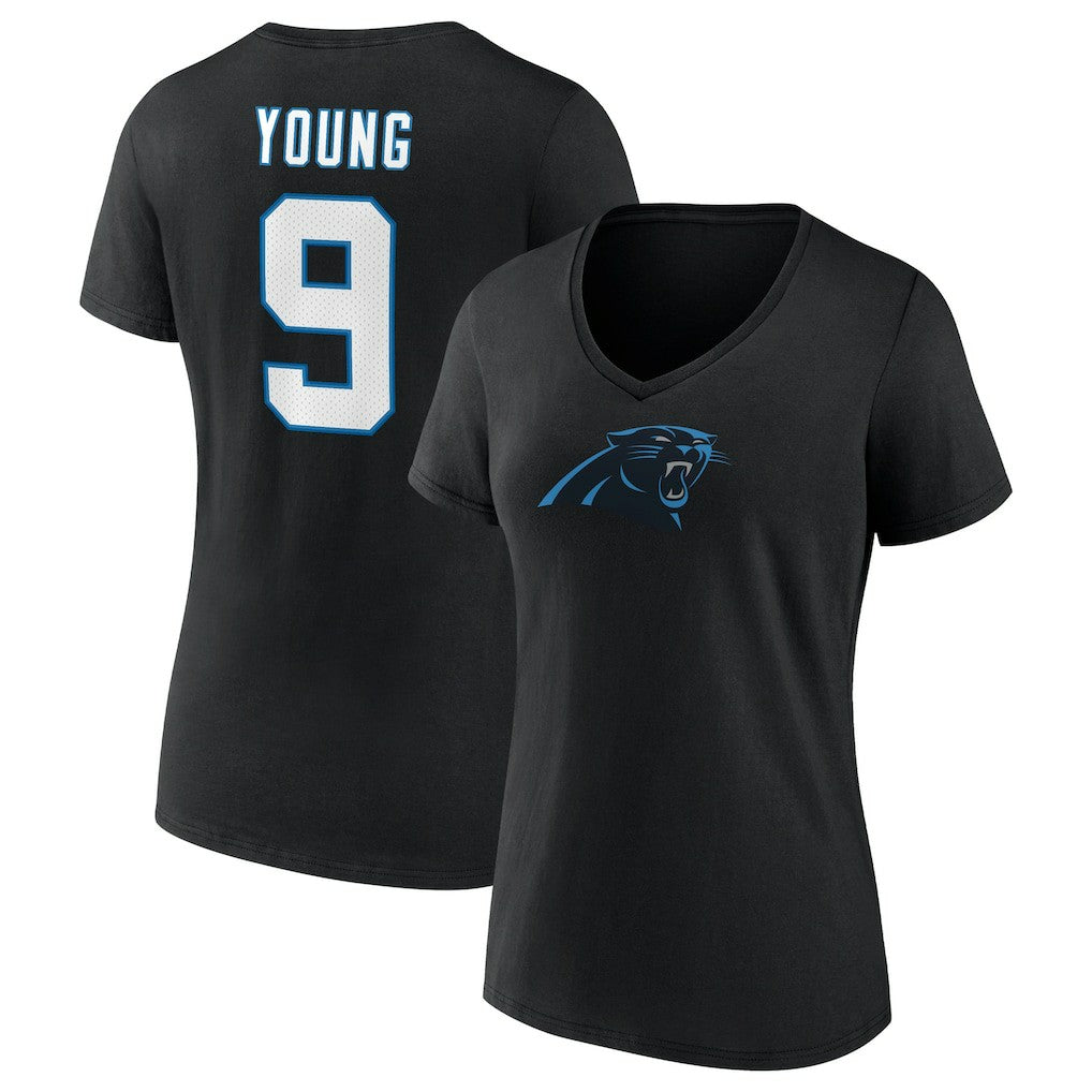Carolina Panthers Bryce Young  Women's Icon Name & Number V-Neck T-Shirt | NFL New