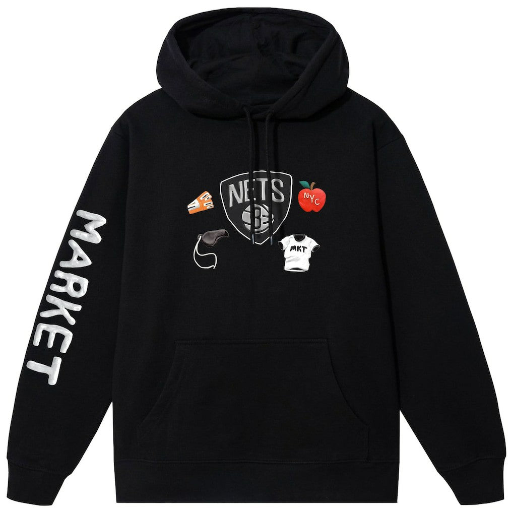 Black Brooklyn Nets NBA x MARKET Unisex Claymation Pullover Hoodie | NBA