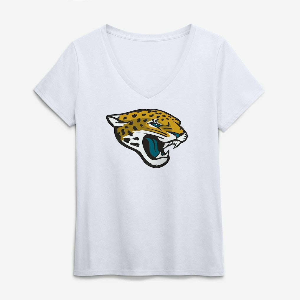 Jacksonville Jaguars Logo Athletic Women's Primary Logo V-Neck T-Shirt | NFL Discount