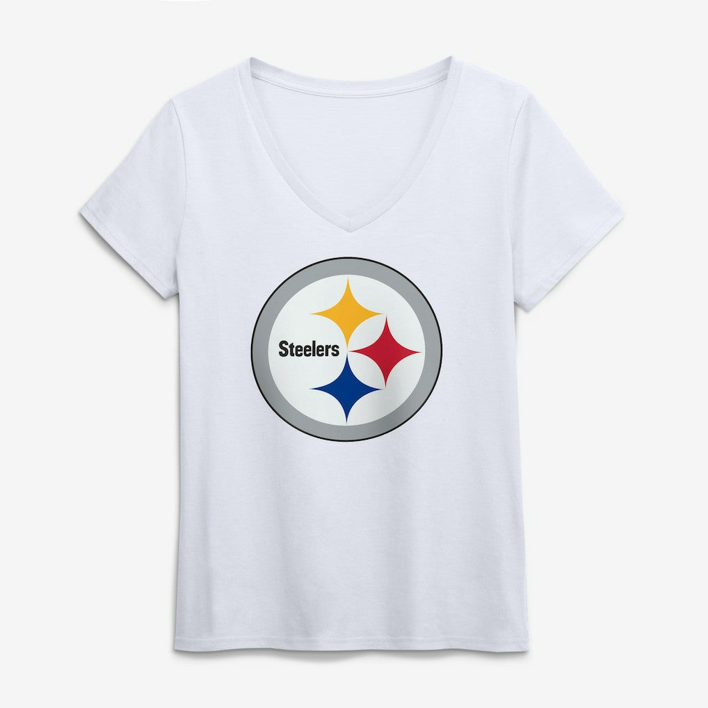 Pittsburgh Steelers Logo Athletic Women's Primary Logo V-Neck T-Shirt | NFL Near me
