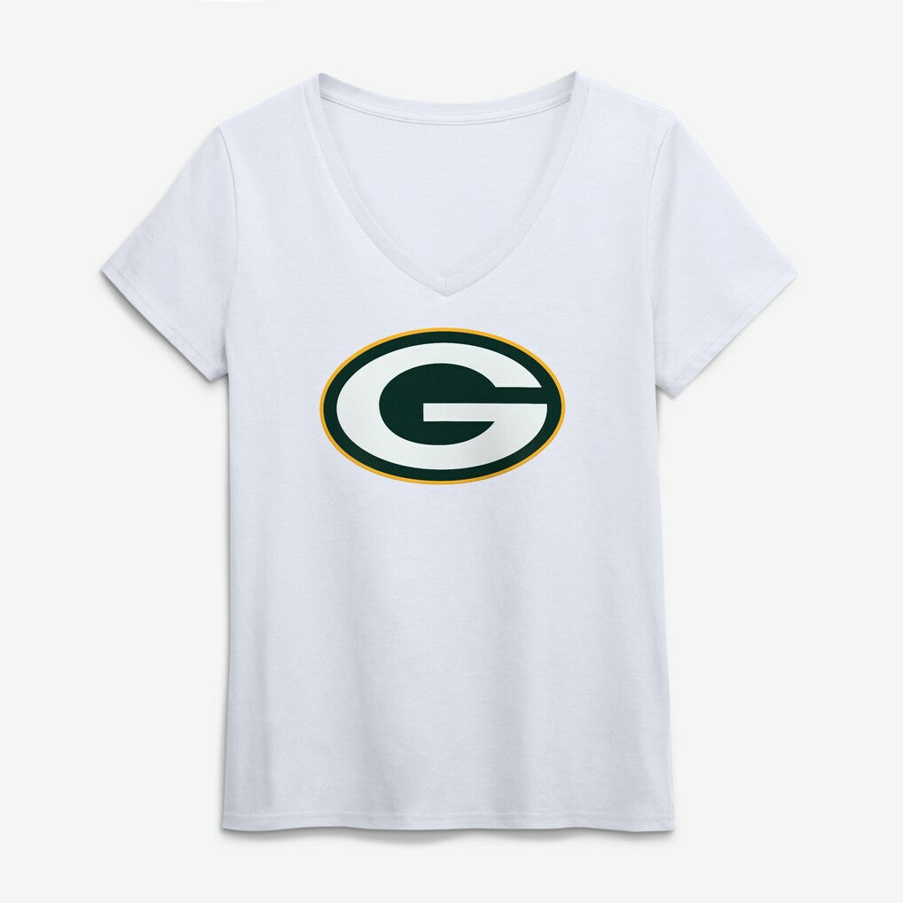 Green Bay Packers Logo Athletic Women's Primary Logo V-Neck T-Shirt | NFL US