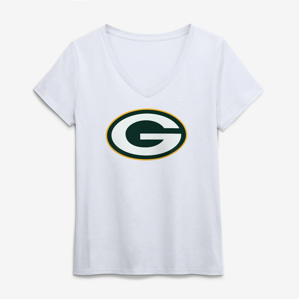 Green Bay Packers Logo Athletic Women's Primary Logo V-Neck T-Shirt | NFL US