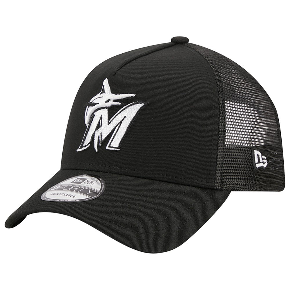 Miami Marlins New Era A-Frame 9FORTY Trucker Adjustable Hat - MLB Hats