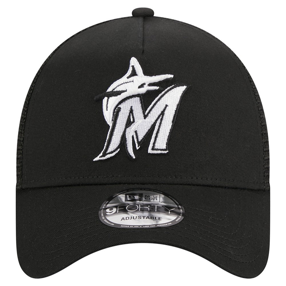 Miami Marlins New Era A-Frame 9FORTY Trucker Adjustable Hat - MLB Hats