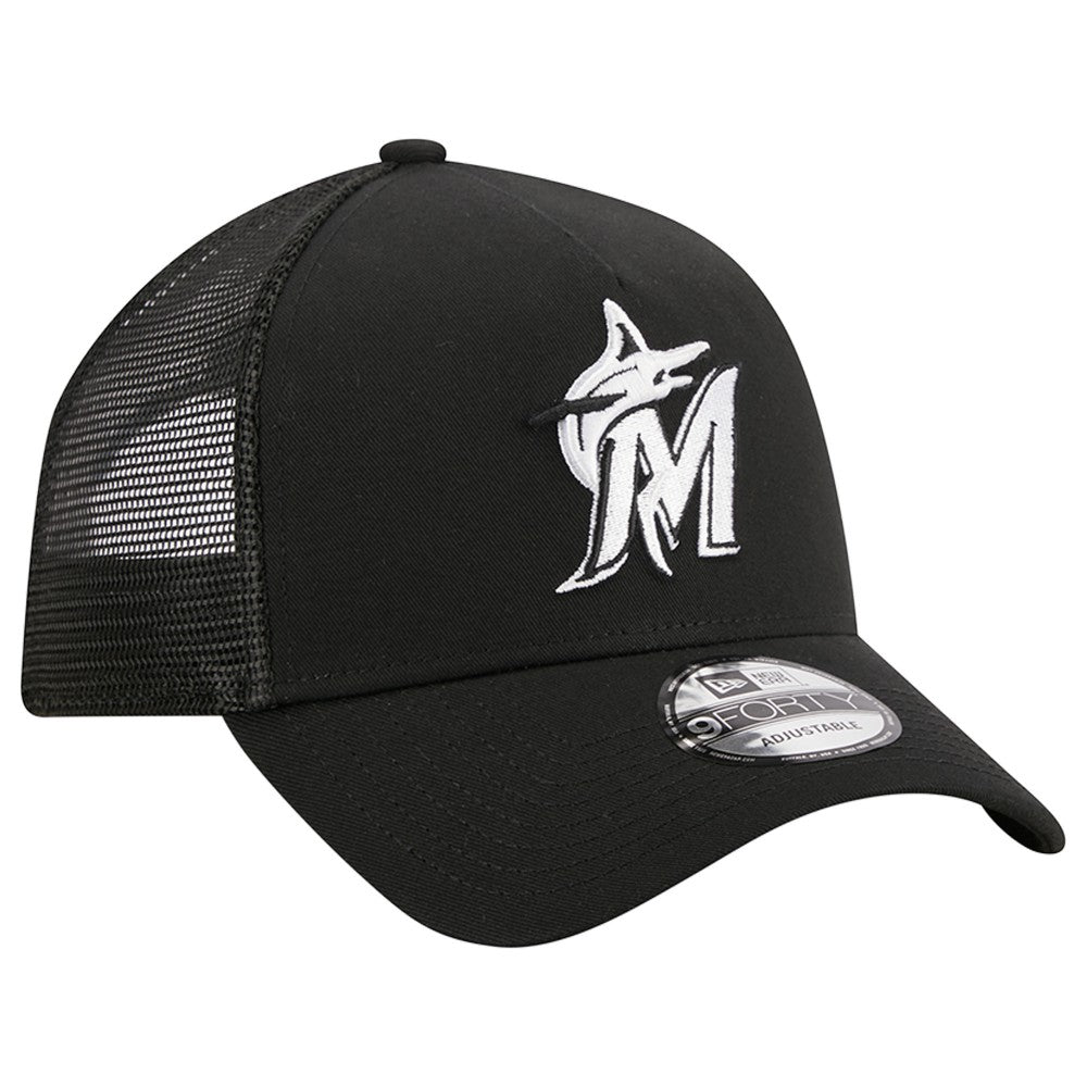 Miami Marlins New Era A-Frame 9FORTY Trucker Adjustable Hat - MLB Hats