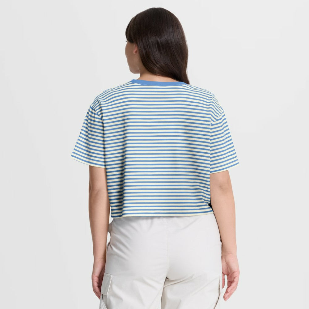 Chicago Cubs Nike Women's Cooperstown Collection Striped Cropped T-Shirt - MLB T-shirts