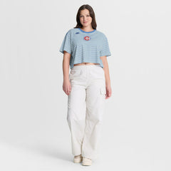 Chicago Cubs Nike Women's Cooperstown Collection Striped Cropped T-Shirt - MLB T-shirts