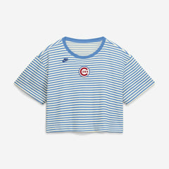 Chicago Cubs Nike Women's Cooperstown Collection Striped Cropped T-Shirt - MLB T-shirts