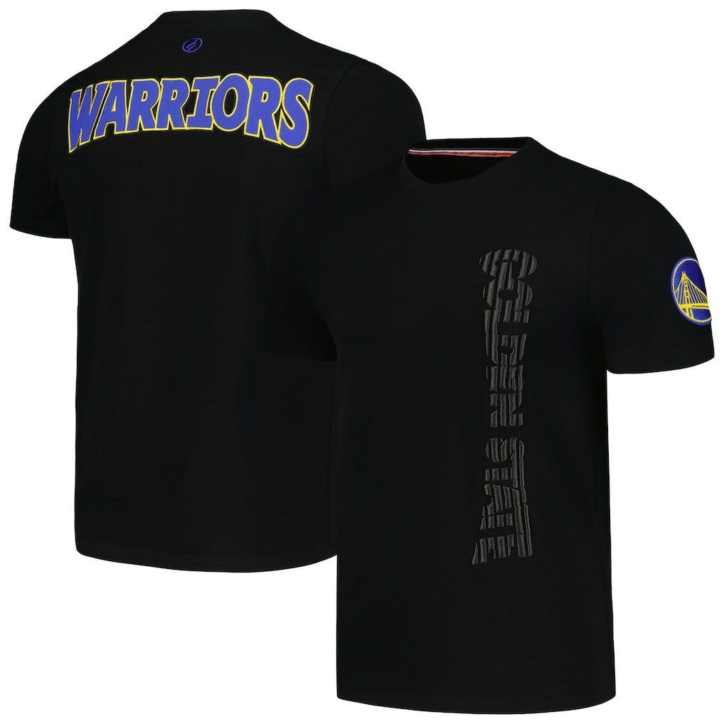 Black Golden State Warriors FISLL 3D Puff Print Sliced Logo T-Shirt sale | NBA