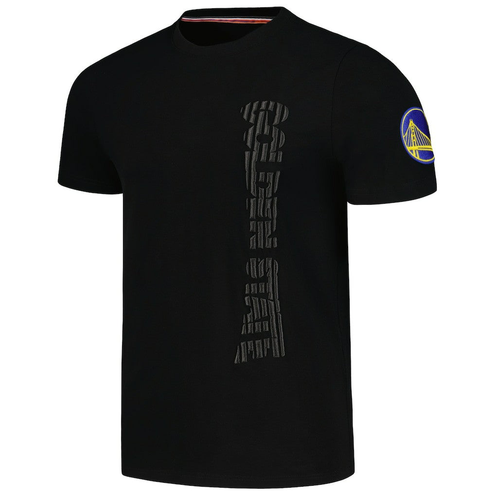 Black Golden State Warriors FISLL 3D Puff Print Sliced Logo T-Shirt sale | NBA