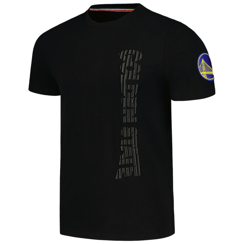Black Golden State Warriors FISLL 3D Puff Print Sliced Logo T-Shirt sale | NBA
