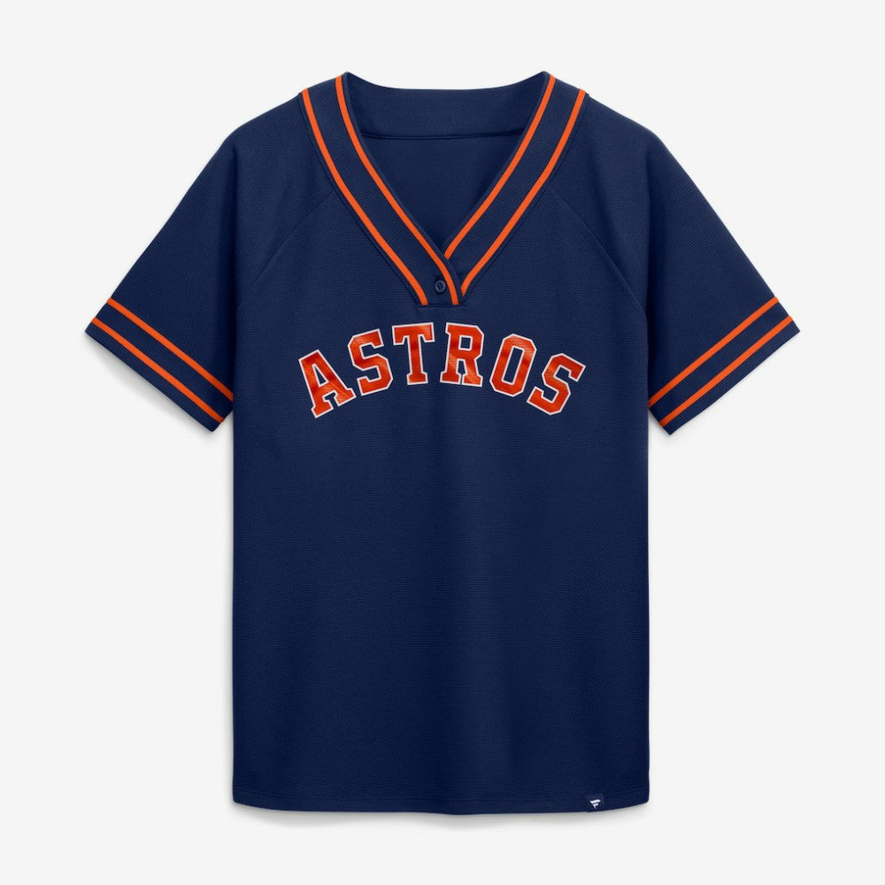 Houston Astros Fanatics Women's Diva Race Ahead Raglan V-Neck T-Shirt - MLB T-shirts