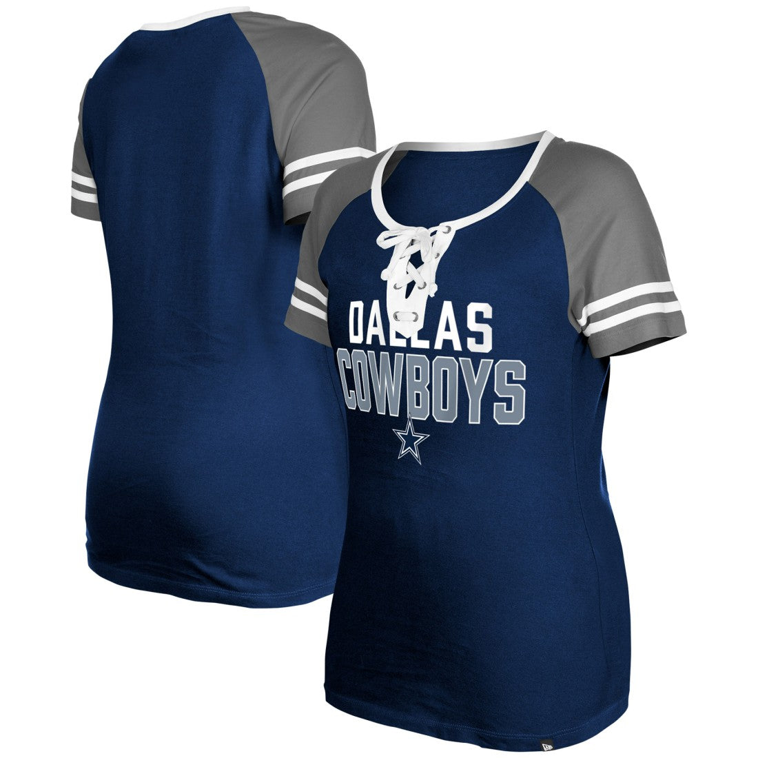 Dallas Cowboys Women's Raglan Lace-Up T-Shirt | NFL Outlet