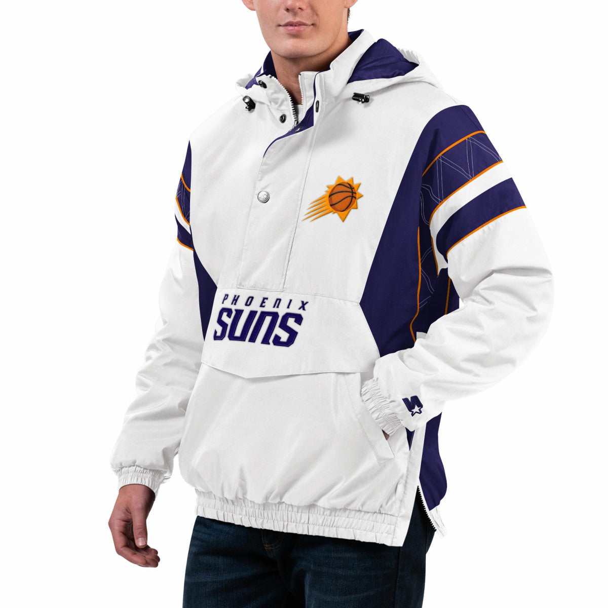 White Phoenix Suns Starter Home Team Hoodie Half-Zip Jacket | NBA