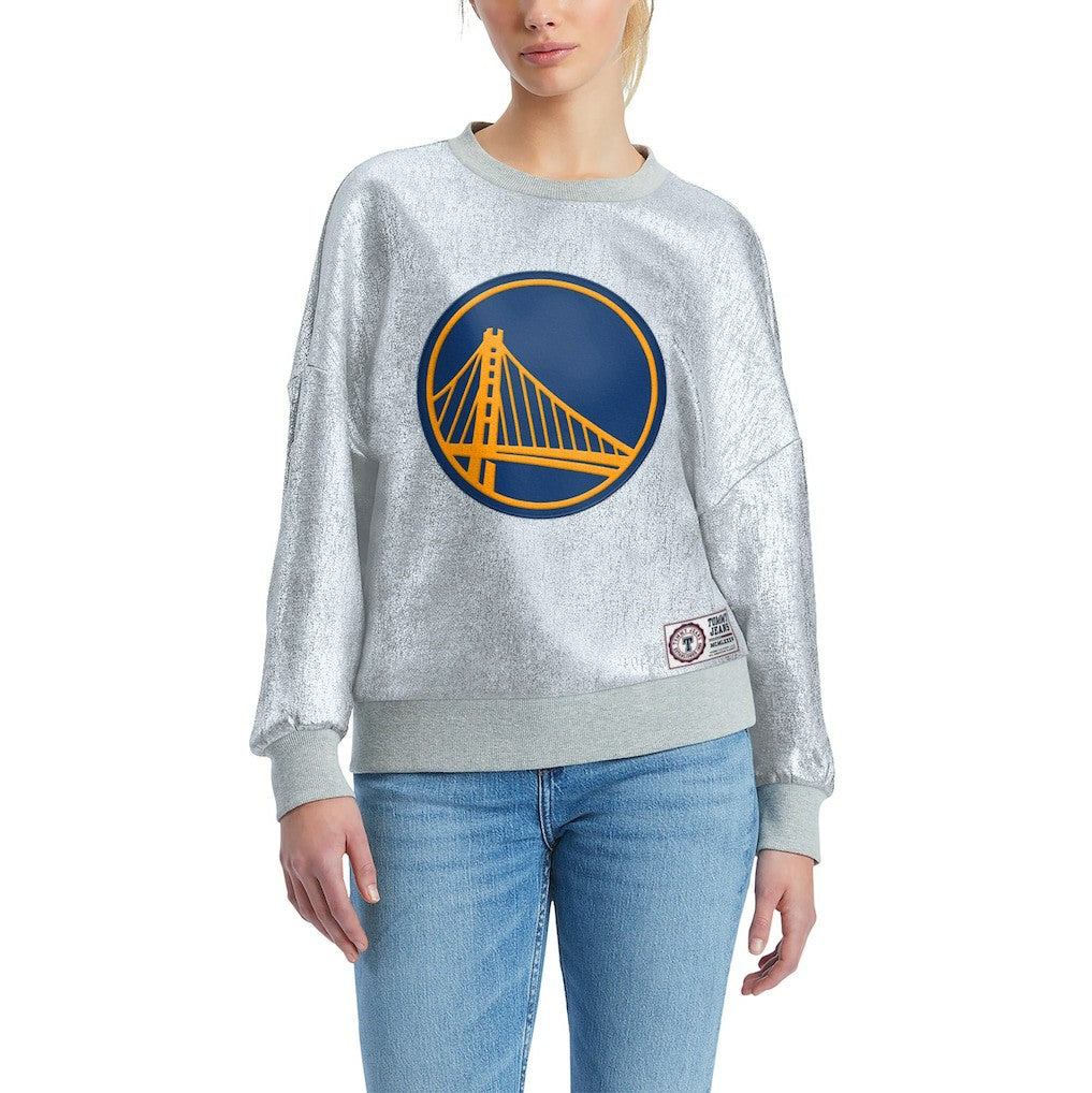 Silver Golden State Warriors Tommy Jeans Women's Tracy Pullover Sweatshirt sale | NBA