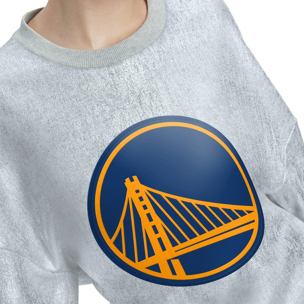 Silver Golden State Warriors Tommy Jeans Women's Tracy Pullover Sweatshirt sale | NBA