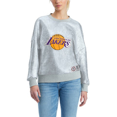 Silver Los Angeles Lakers Tommy Jeans Women's Tracy Pullover Sweatshirt | NBA