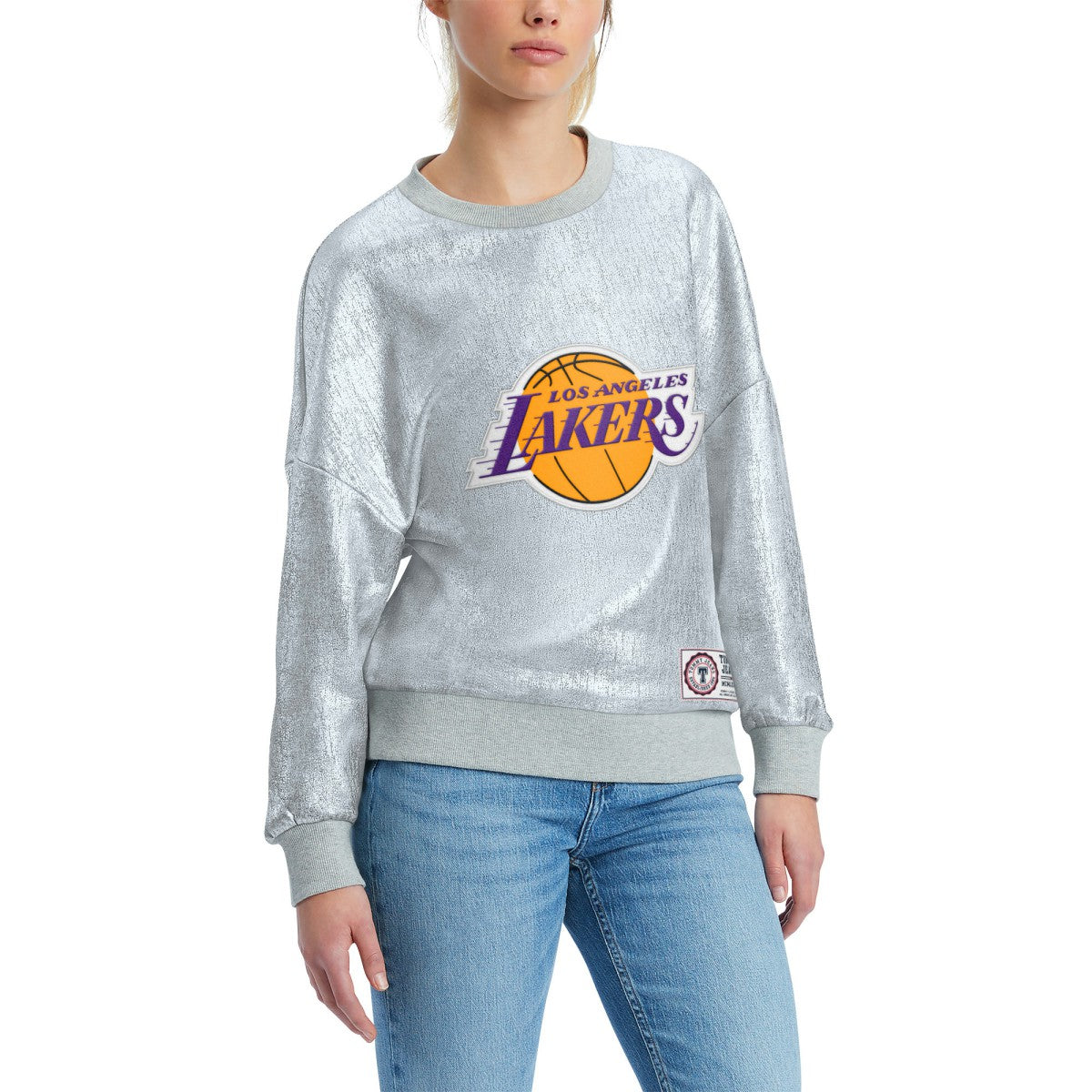 Silver Los Angeles Lakers Tommy Jeans Women's Tracy Pullover Sweatshirt | NBA