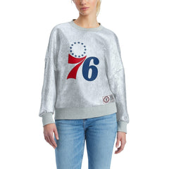 Silver Philadelphia 76ers Tommy Jeans Women's Tracy Pullover Sweatshirt | NBA