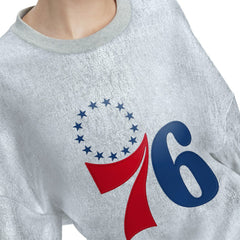 Silver Philadelphia 76ers Tommy Jeans Women's Tracy Pullover Sweatshirt | NBA