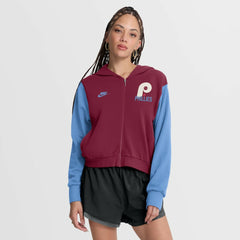 Philadelphia Phillies Nike Women's Cooperstown Collection Cropped Full-Zip Hoodie - MLB Hoodies
