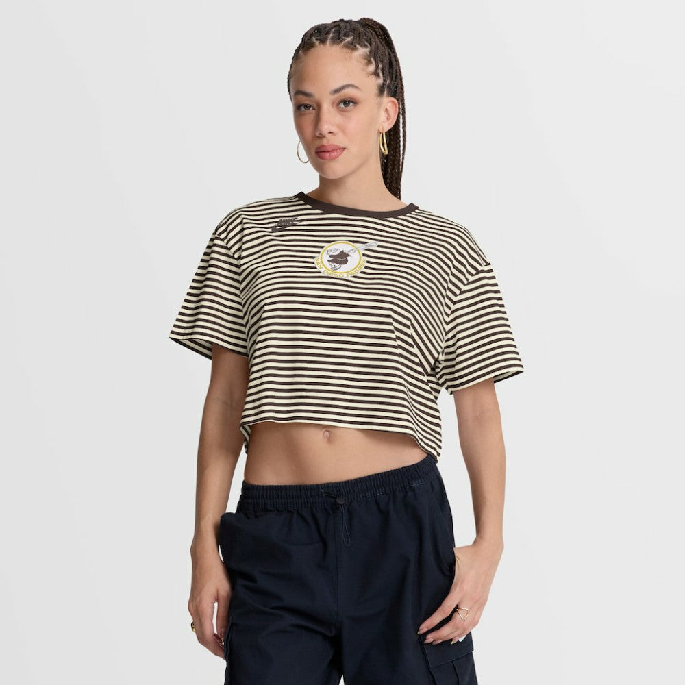 San Diego Padres Nike Women's Cooperstown Collection Striped Cropped T-Shirt - MLB T-shirts