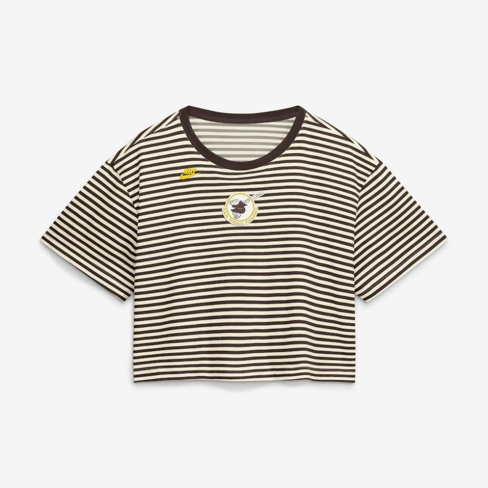 San Diego Padres Nike Women's Cooperstown Collection Striped Cropped T-Shirt - MLB T-shirts