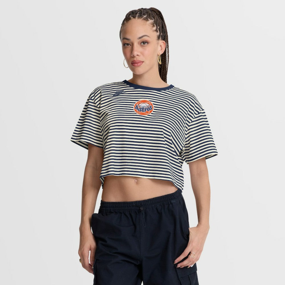 Houston Astros Nike Women's Cooperstown Collection Striped Cropped T-Shirt - MLB T-shirts