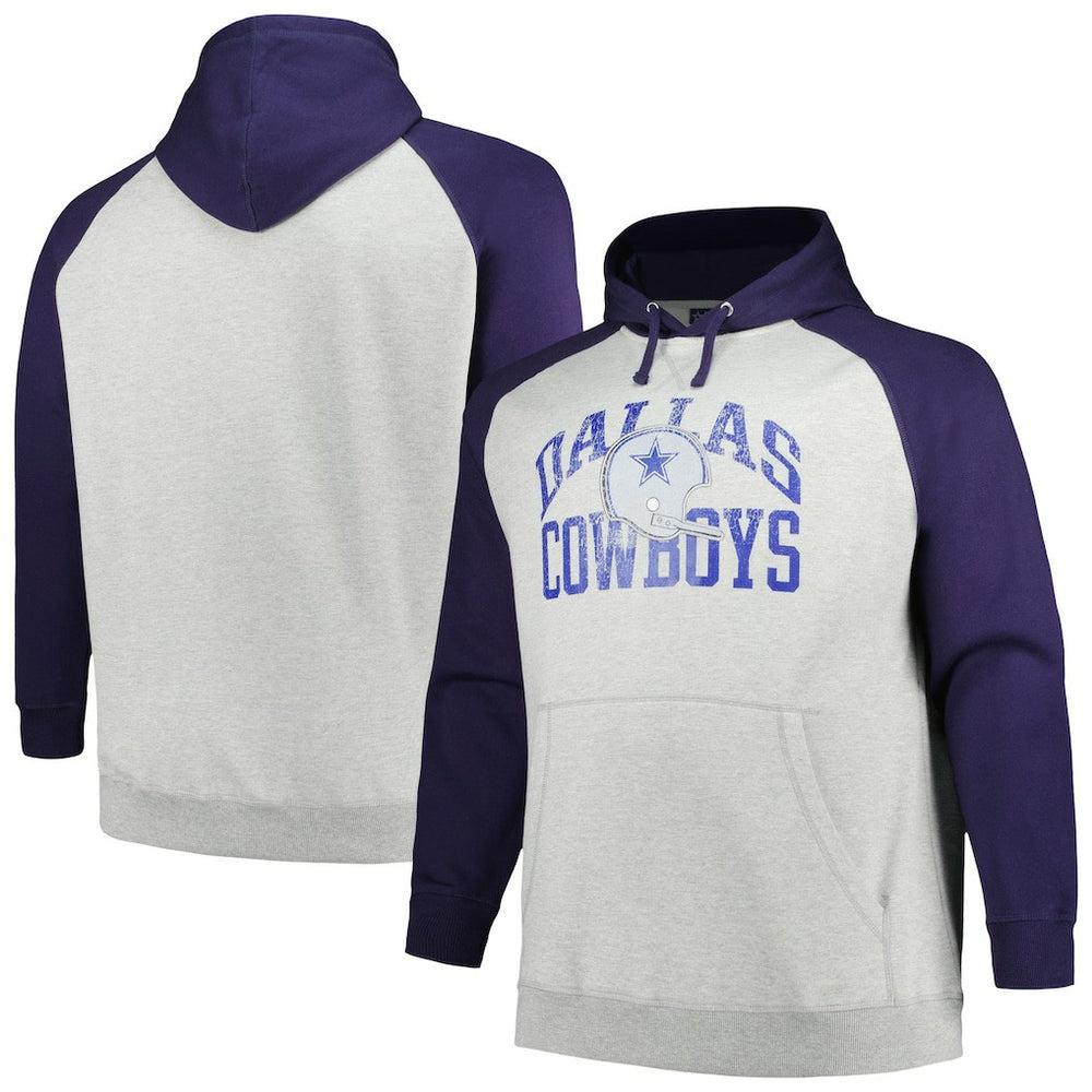Dallas Cowboys Profile Big & Tall Favorite Arch Throwback Raglan Pullover Hoodie | NFL Sale