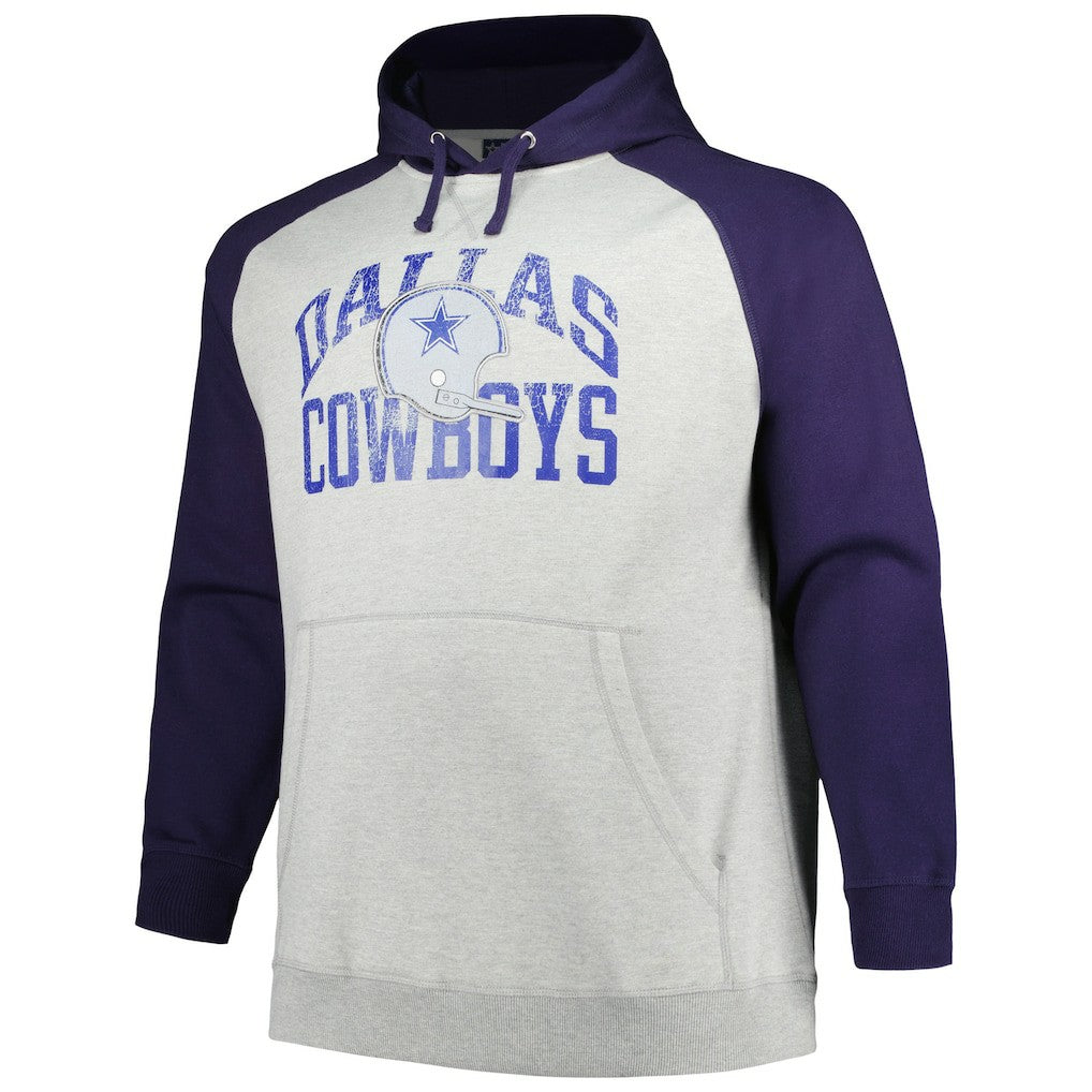 Dallas Cowboys Profile Big & Tall Favorite Arch Throwback Raglan Pullover Hoodie | NFL Sale