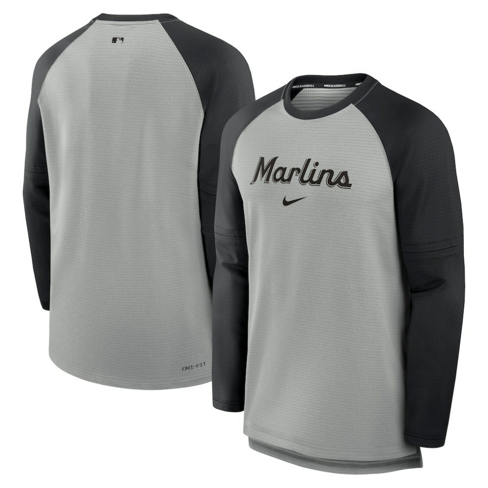 Miami Marlins Nike Authentic Collection Game Time Raglan Performance Long Sleeve T-Shirt - MLB T-shirts